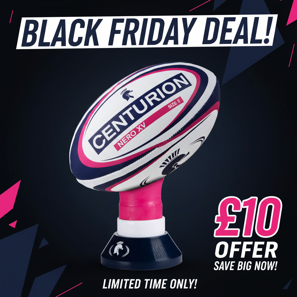 Navy/Pink Rugby Ball and Telescopic Kicking Tee